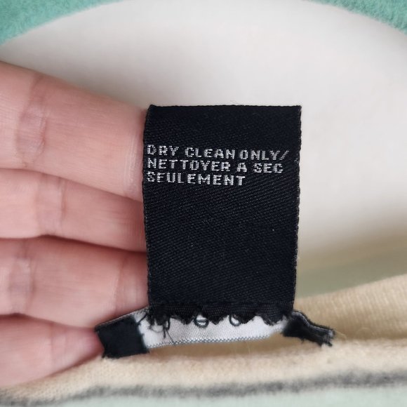 Theory 100% Cashmere Colorful Striped V-Neck Sweater sz M Flawed - Picture 4 of 8